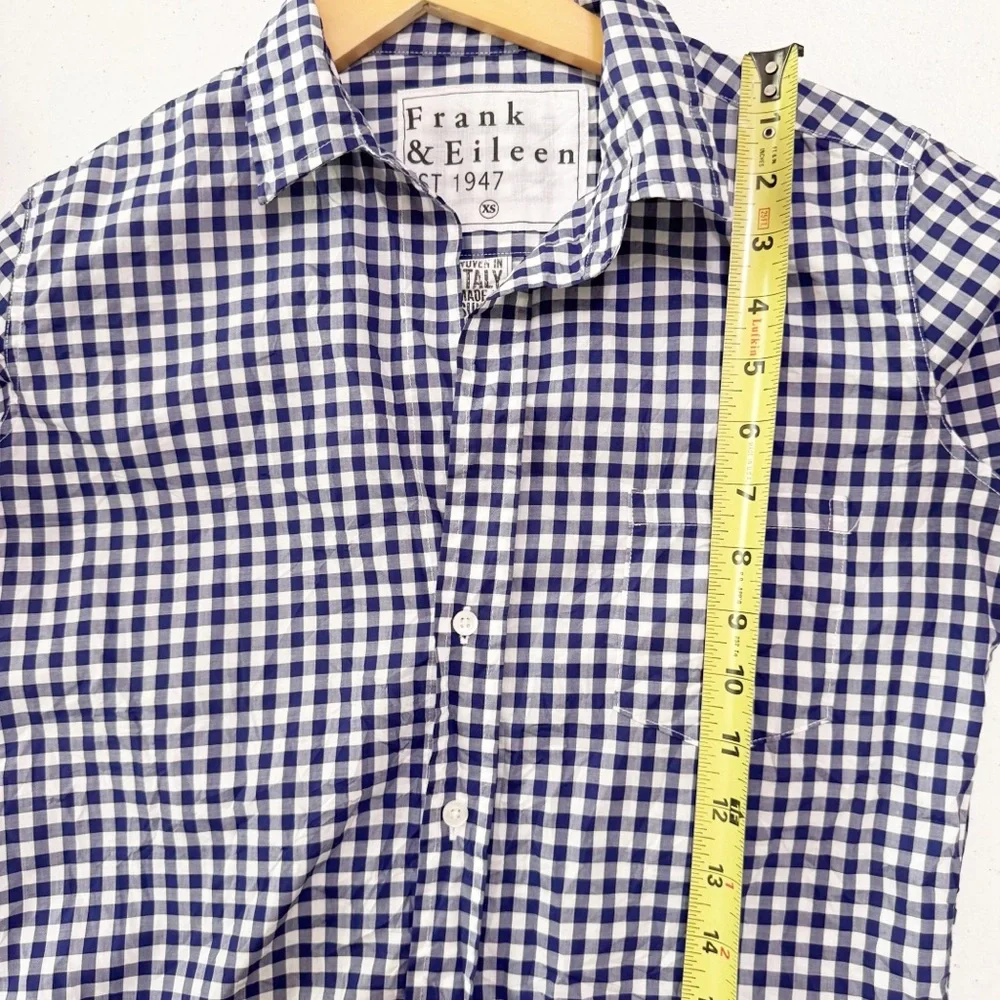 Frank & Eileen Barry Blue Gingham Button Front Top XS - Picture 11 of 13